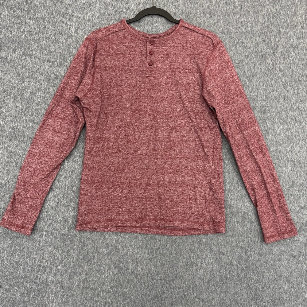 Super Massive Men's Small Maroon Henley Long Sleeve Heather Shirt Cotton Blend